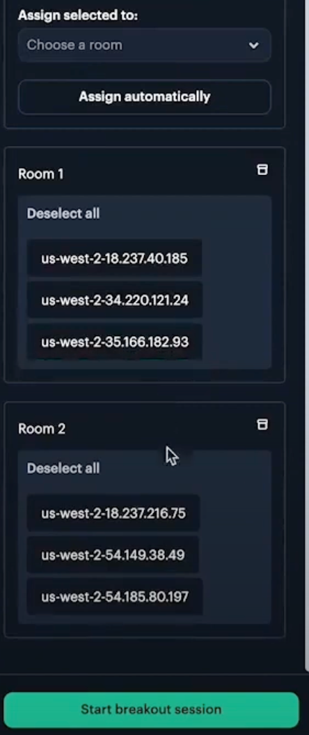 Assign participants to different breakout rooms in a Daily Prebuilt video call