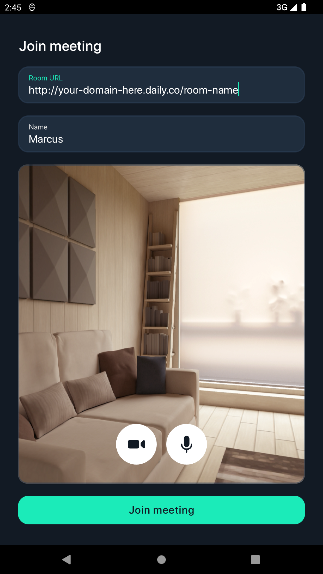 Join meeting screen in Daily's Android Starter Kit